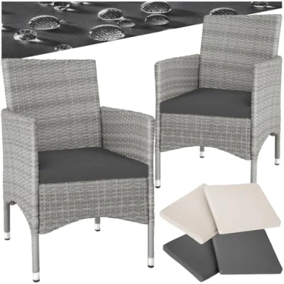 Abbildung von tectake Rattanstuhl Nantes (2er Set, 2 St), Abnehmbare Sitzgarnitur