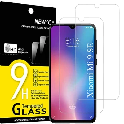 Abbildung von NEW&#039;C 2 Stück, Panzer Schutz Glas für Xiaomi Mi 9 SE, Play, Frei von Kratzern, 9H Härte, HD Displayschutzfolie, 0.33mm Ultra klar, Ultrabeständig