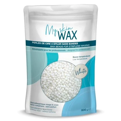 Abbildung von My Skin WAX Waxing perlen 800g, Hypoallergen, Ohne Streifen, Wachsperlen Haarentfernung für Gesicht, Augenbrauen, Intim Waxing, Brazilian wax, Männer, Frauen Weiß