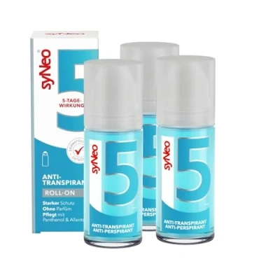 Abbildung von syNeo Deo Roller 5 Antitranspirant Roll On gegen Schwitzen für Frauen und Männer, 1 tlg., Bis zu Tage Schutz, Dermatologisch getestet, ohne Parfüm