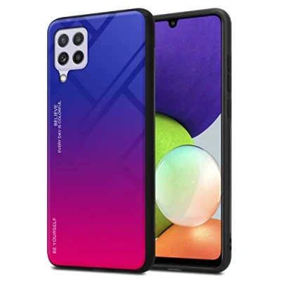 Abbildung von Cadorabo Hülle kompatibel mit Samsung Galaxy A22 4G / M22 M32 Schutzhülle TPU Silikon Case Glas Slim Kratzfest Weiche Gummi Rundumschutz für in Schwarz
