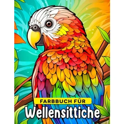 Abbildung von Farbbuch für Wellensittiche: Fabelhafte Ausmalbilder mit einzigartigen Illustrationen Ideales Geschenk alle Altersgruppen zur Entspannung und Stressabbau
