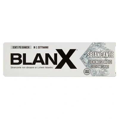 Abbildung von BlanX Whitening Zahnpasta 75 ml mit isländischen Flechten, 100% natürlich, bakteriostatische Wirkung, Anti Placke und Fleckschutz, zur Stärkung des Nagellacks, vegan Friendly