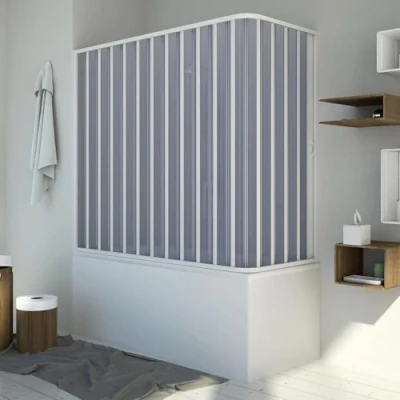 Abbildung von Forte Badewannenaufsatz Duschkabine in PVC 170x70 cm H150 mod. Santorini Seitlich