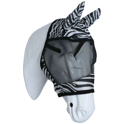 Abbildung von Kerbl Fliegenmaske RugBe mit Ohrbedeckung Schwarz/Zebra Warmblut