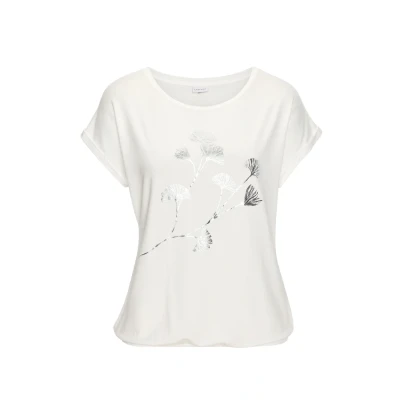 Abbildung von Vivance Kurzarmshirt mit schimmerndem Blumenprint aus elastischer Viskose Qualität