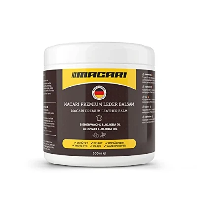 Abbildung von Macari Lederbalsam Premium Universal Lederpflege mit echtem Bienenwachs Leder 500ml (500ml Lederbalsam)