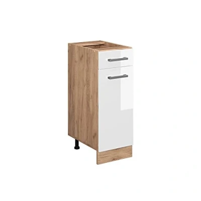 Abbildung von Vicco Unterschrank R Line, Weiß Hochglanz/Goldkraft Eiche, 30 cm ohne Arbeitsplatte