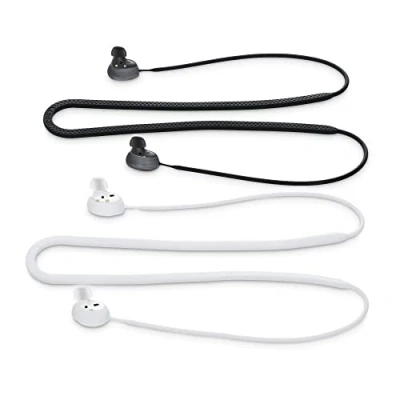 Abbildung von kwmobile 2X Halteband kompatibel mit Samsung Galaxy Buds 2 Headphones Kopfhörer Halter Band Strap in Weiß matt Schwarz