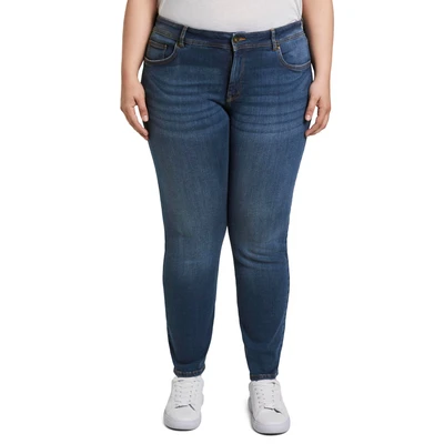 Abbildung von MY TRUE ME TOM Tailor PLUS Basic Jeans Slim Fit, Damen, Größe: 54, Used mid stone blue denim