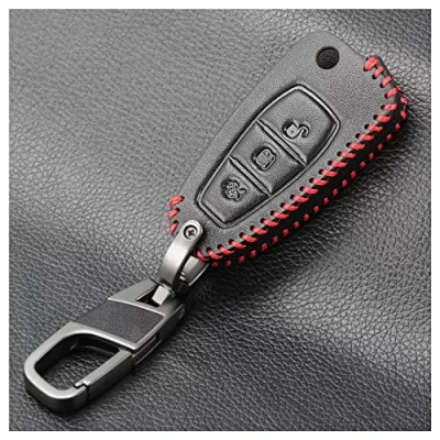 Abbildung von Leder Auto Flip Key Cover Case Fob Fit für Ford Focus MK3 Mondeo Fiesta Kuga ECOSPORT Escape Ranger 3 Tasten Remote Shell