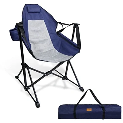Abbildung von CCLIFE Schaukelstuhl Campingstuhl Gartenstuhl Faltbar, klappstuhl Outdoor Regiestuhl Strandstuhl mit Getränkehalter Kopfstütze