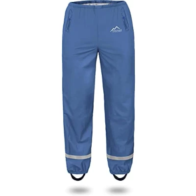 Abbildung von normani Kinder Regenhose 2 Wege Stretch Überziehhose Unisex für Jungen und Mädchen ungefüttert Wasserdicht (Wassersäule: 5000 mm, Winddicht Atmungsaktiv Farbe Hellblau Größe 140