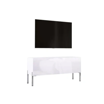 Abbildung von 3E 3xE living.com TV Schrank in Weiß Matt/Weiß Hochglanz mit Beinen Chrom, A: B: 100 cm, H: 52 T: 32 cm