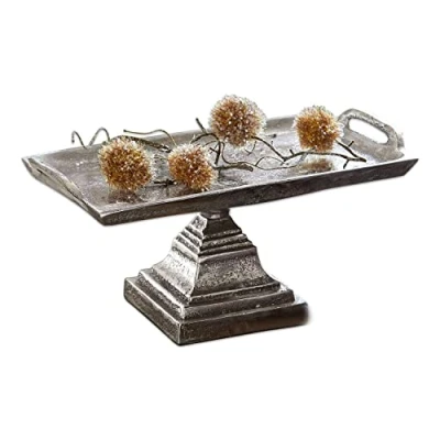 Abbildung von Loberon Etagere Samson, mit Zwei Griffen und Standfuß, Servierplatte, Zeitloses Design, Dekoration, Tischdeko, Wohn Accessoire, Aluminiumguss, Silber