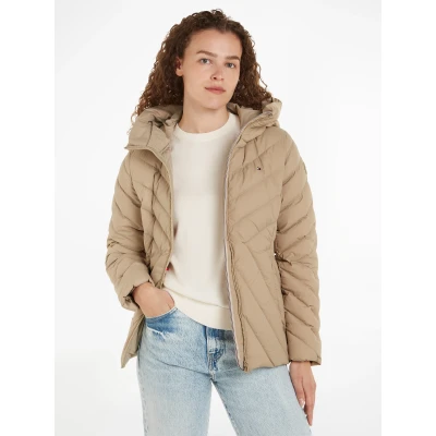 Abbildung von Tommy Hilfiger Steppjacke &quot;CHEVRON MW PADDED JACKET&quot;, mit Kapuze, mittelstarker Wattierung und Markenlabel