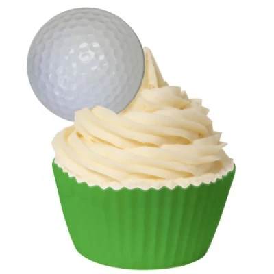 Abbildung von 12 Essbare Kuchendekorationen Golfbälle / Edible Wafer Cake Decorations: Golf Ball Toppers