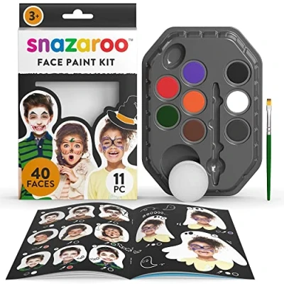 Abbildung von Snazaroo Schminkset Halloween, Schminkpalette mit Pinsel, Schwämmchen und Anleitung, 8 Farben