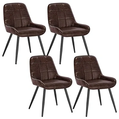 Abbildung von WOLTU Esszimmerstühle 4er Set, Polsterstuhl Kunstleder, Küchenstuhl gepolstert, Akzentstuhl für Wohnzimmer Schlafzimmer Küche, ergonomischer Stuhl mit Rückenlehne, Dunkelbraun, BH332dbr 4