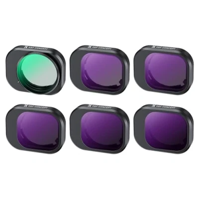 Abbildung von K&amp;F Concept Mini 4 Pro ND Filterset,Polfilter,6 Stück CPL, ND8, ND16, ND32, ND64, ND128 Filter Kompatibel mit DJI Pro, mehrfach beschichtete HD optisches Glas, Aluminium Version