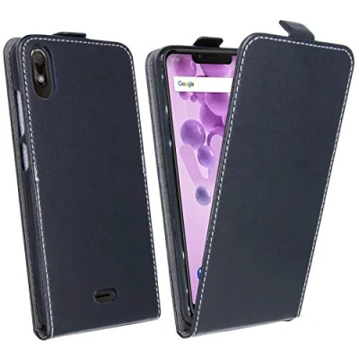 Abbildung von cofi1453 Flip Case kompatibel mit WIKO VIEW 2 GO Handy Tasche vertikal aufklappbar Schutzhülle Klapp Hülle Schwarz