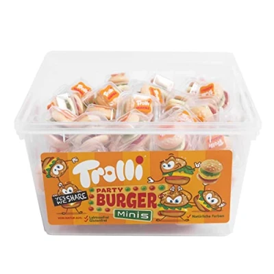 Abbildung von Trolli Mini Burger mehrschichtige aus Schaumzucker und Fruchtgummi 600g