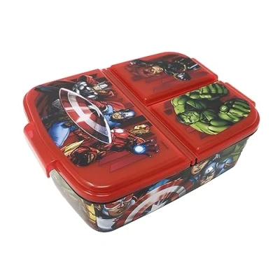 Abbildung von Theonoi Kinder Brotdose Lunchbox Sandwichbox mit Fächern Brotbox Unterteilung Kindergarten Kinderaus Kunststoff BPA frei (Avengers Heroes)