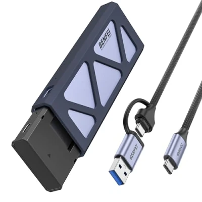 Abbildung von BENFEI NVMe M.2 USB 3.2 SSD Gehäuse Adapter mit Kühlkissen 10 Gbps, Werkzeugloser C auf unterstützt 10s Stromausfallschutz für PCIe M Key/M+B Key in 2230/2242/2260/2280