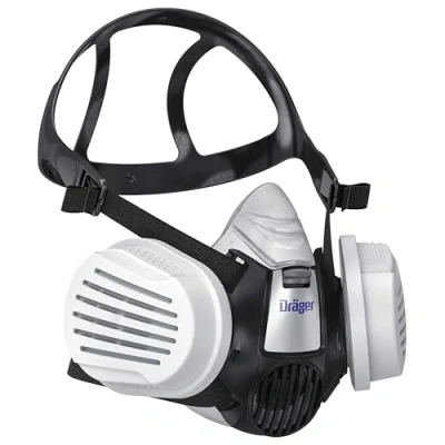 Abbildung von Dräger X plore 3300 Handwerkerset mit P3 R Partikelfilter Halbmaske für Handwerker, zuverlässiger Schutz gegen Feinstaub, Partikel &amp; Schimmel, Größe L