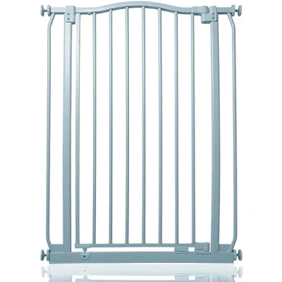 Abbildung von Safetots Extragroßes Treppenschutzgitter mit gebogenem oberen Teil, 71cm 80cm, Matt Grau, Extra Hoch 100cm in der Höhe, Druckbefestigung, Babygitter für Türen