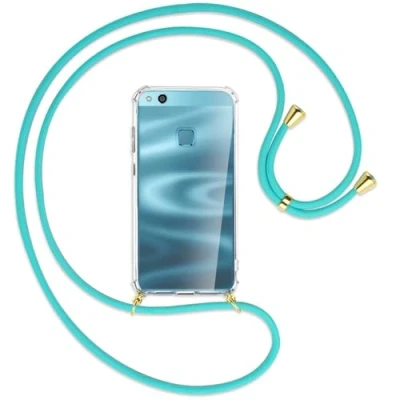 Abbildung von mtb more energy Handykette kompatibel mit Huawei P10 Lite (was LX1, 5.2&#039;&#039;) türkis/Gold Smartphone Hülle zum Umhängen Anti Shock Full TPU Case