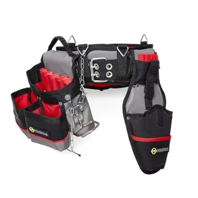 Abbildung von C.K Magma Gepolstert Werkzeuggürtelsatz mit Gürteltasche und Bohrerhalter, Verstellbar von 97 132 cm, Elektriker Werkzeugtasche Gürtel, Handwerker Gürtel Arbeit, Tool Belt Bag, Werkzeuggürtel MA2738
