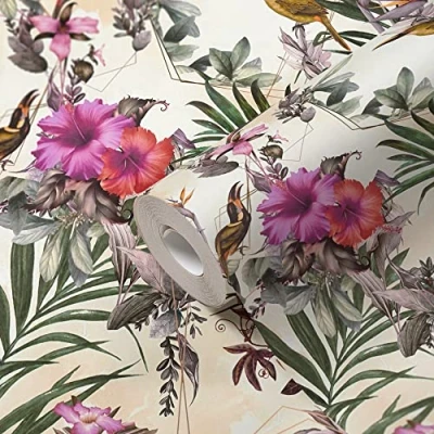 Abbildung von A.S. Création Vliestapete &quot;Dream Flowery&quot;, floral, Vogeltapete Tapete Blumenoptik