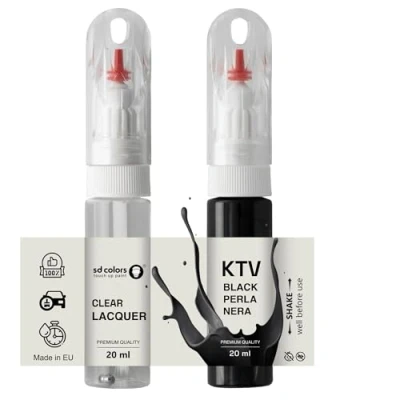Abbildung von SD COLORS Perla Nera KTV Ausbesserungslack, 20 ML, praktischer Pinsel zur Reparatur von Kratzern (Farbe + Lack)