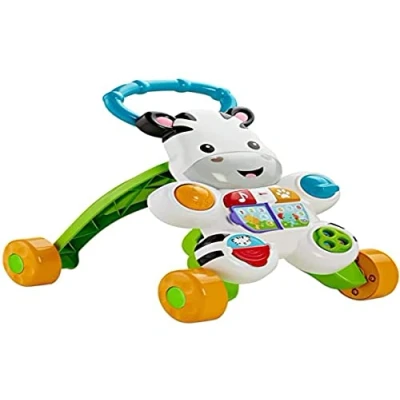 Abbildung von Fisher Price Lern mit mir Zebra Lauflernwagen, musikalisches Aktivitäts und Gehspielzeug Lerninhalten, ab 6 Monaten, Version: Italienisch Reduzierte Verpackung, HBB66