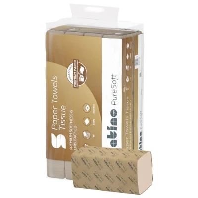 Abbildung von Satino Handtuchpapier PureSoft 277570 V Falz 2 lagig 3.200 Blatt
