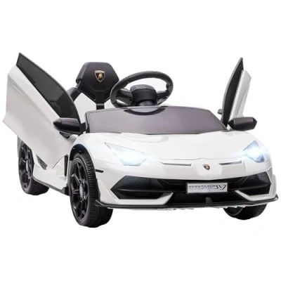 Abbildung von HOMCOM Elektro Kinderauto Elektroauto mit MP3 Player, Kinderfahrzeug Leistungsanzeige, Belastbarkeit 30 kg, (1 tlg), für 3 5 Jahre Kinder, km,h, Weiß