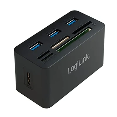 Abbildung von LogiLink Speicherkartenleser, USB 3.0 Hub mit All in One Card Reader bis 5 Gbit/s Multikartenleser