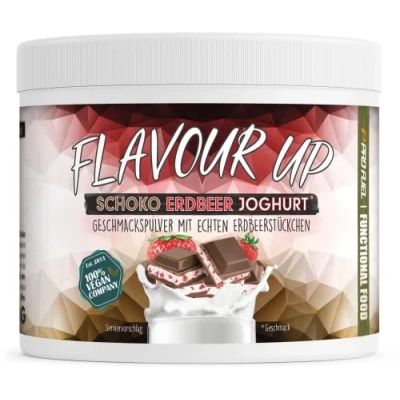 Abbildung von Geschmackspulver SCHOKO ERDBEERE JOGHURT 250g Leckerer Geschmack und Süße nur 11 kcal pro Portion Vielseitig einsetzbar für Lebensmittel &amp; Getränke FLAVOUR Powder UP