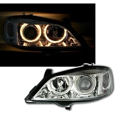 Abbildung von Depo Angel Eyes Scheinwerfer Set Klarglas Chrom mit Standlichtringe