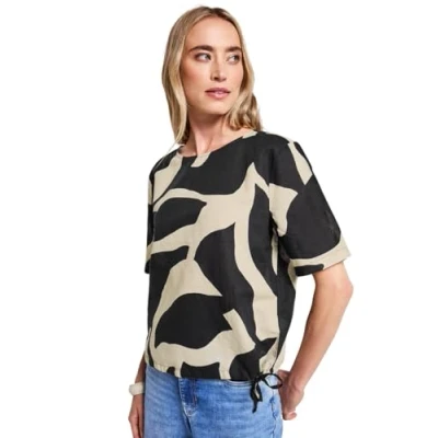 Abbildung von Street One Damen A345742 Leinenmix Print Blusenshirt, Whale Tail Grey, 34