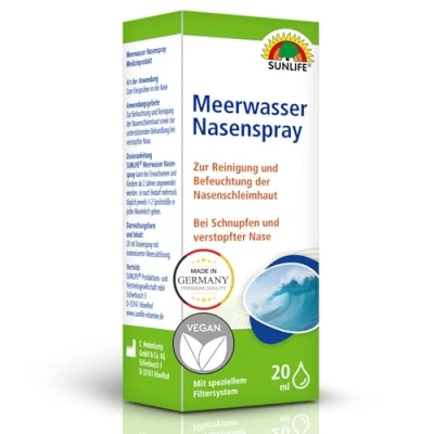 Abbildung von SUNLIFE Nasendusche SUNLIFE® Meerwasser Nasenspray 20 ml Nasenspülung Nasenreinigung