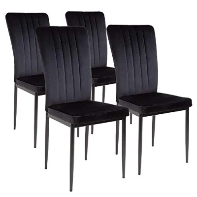 Abbildung von Albatros International Esszimmerstuhl Esszimmerestuhl Küchenstuhl MODENA, Samt Bezug (4er Set, Schwarz), Stilvolles Vintage Design, Eleganter Polsterstuhl am Esstisch