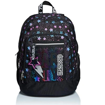 Abbildung von SEVEN Rucksack Advanced, Backpack für Schule, Uni &amp; Freizeit, Geräumige Schultasche Teenager, Mädchen, Jungen, Gepolsterter Schulranzen; DANCE PARTY, schwarz, mit Laptopfach