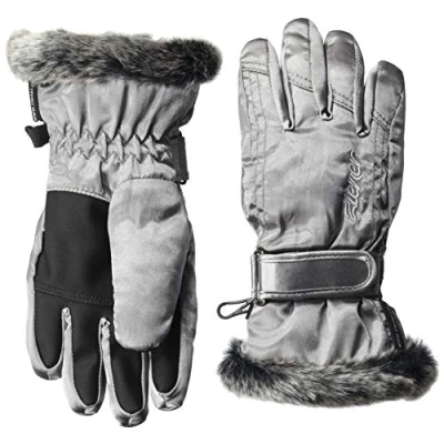 Abbildung von Ziener Mädchen LIM GIRLS glove junior Ski handschuhe/Wintersport, metallic silver, silber (metallic silver), 4.5
