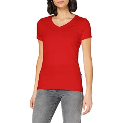 Abbildung von HRM Damen F Luxury V Neck Tee, rot, 3XL