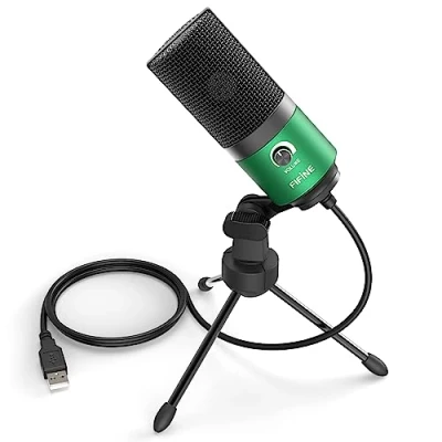 Abbildung von FIFINE Mikrofon PC USB, Microphone für MAC PS4 PS5, Studio Microfon mit Ständer, Studioqualität Aufnahme kondensator Mikrofone Grün