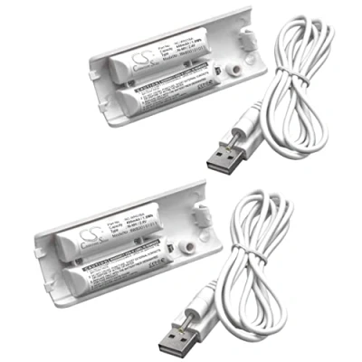 Abbildung von vhbw 2X Akku kompatibel mit Nintendo Wii Remote Plus Gamepad Controller (400mAh, 2,4V, NiMH)