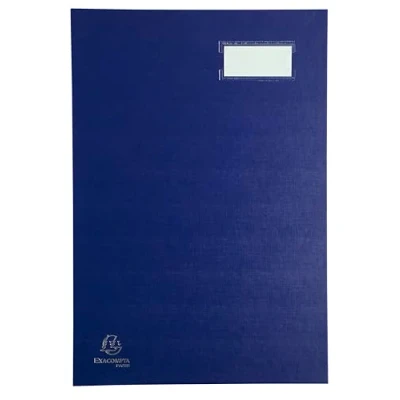 Abbildung von Exacompta Ref. 57022E Karton mit 8 Überschriften, Leinwand Etikettenhalter laminierter Deckel 20 Fächer aus rosa Karte 3 Perforationen 24 x 35 cm blau