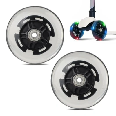 Abbildung von mizikuu 2 Stück Leuchtende Stunt Scooter Rollen, 100mm Räder Ersatzräder 9 Kugellager LED Lichtrollen Rollerräder mit ABEC für Scooter, Kick